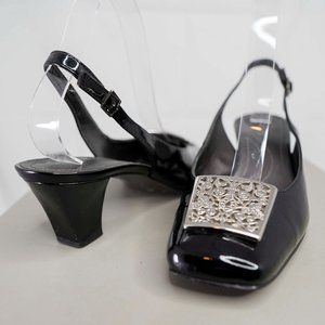 Tahari Elphaba Slingback Maroon Patent Leather